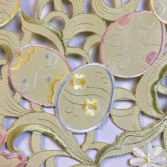 Bella Lux Fine Linens Embroidered Cutwork Table Runner Easter Spring 12 X 66 - Picture 2 of 8